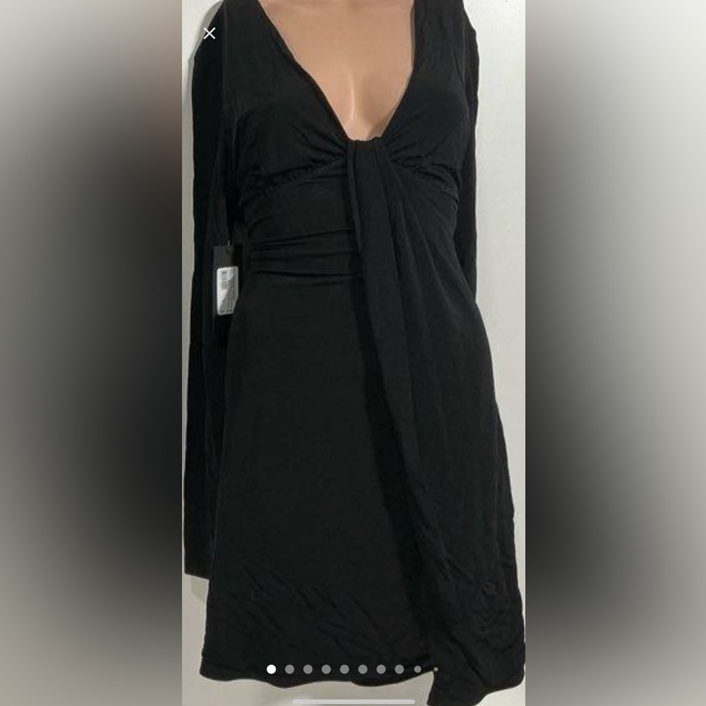 NWT Marciano Black Long Sleeve Dress w/Faux Tie Front.  Size L